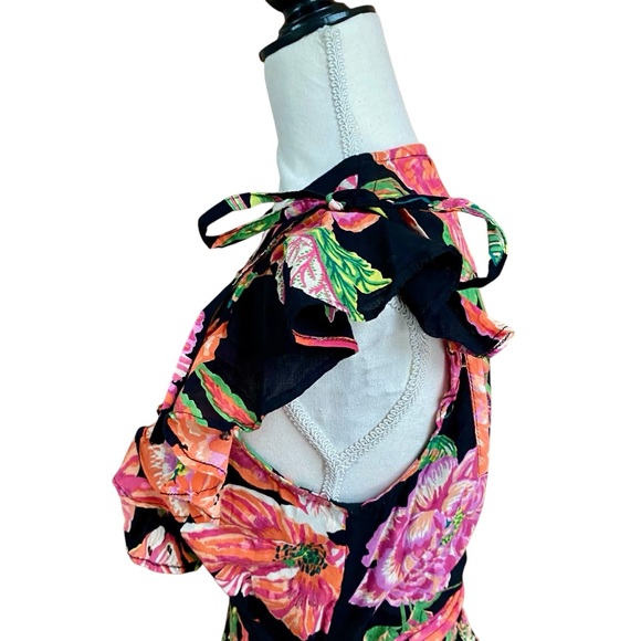 Banjanan Designer Carra Eliza’s Rose Garden Black Wrap Maxi Dress S - Picture 9 of 14